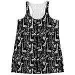 Black And White Cartoon Giraffe Print Women's Racerback Tank Top