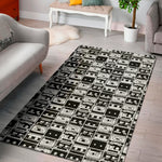 Black And White Cassette Tape Print Area Rug