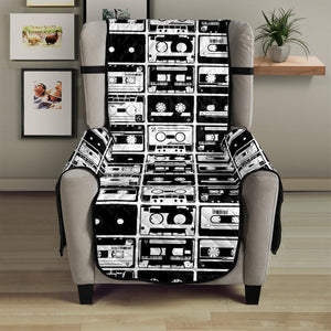 Black And White Cassette Tape Print Armchair Protector