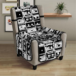 Black And White Cassette Tape Print Armchair Protector