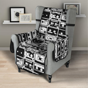 Black And White Cassette Tape Print Armchair Protector