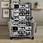 Black And White Cassette Tape Print Armchair Protector