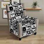 Black And White Cassette Tape Print Armchair Protector