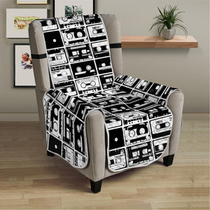 Black And White Cassette Tape Print Armchair Protector