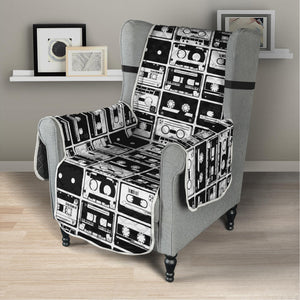 Black And White Cassette Tape Print Armchair Protector