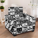 Black And White Cassette Tape Print Armchair Slipcover