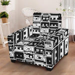 Black And White Cassette Tape Print Armchair Slipcover