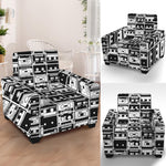 Black And White Cassette Tape Print Armchair Slipcover