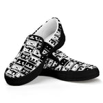 Black And White Cassette Tape Print Black Slip On Shoes