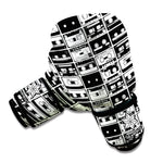 Black And White Cassette Tape Print Boxing Gloves