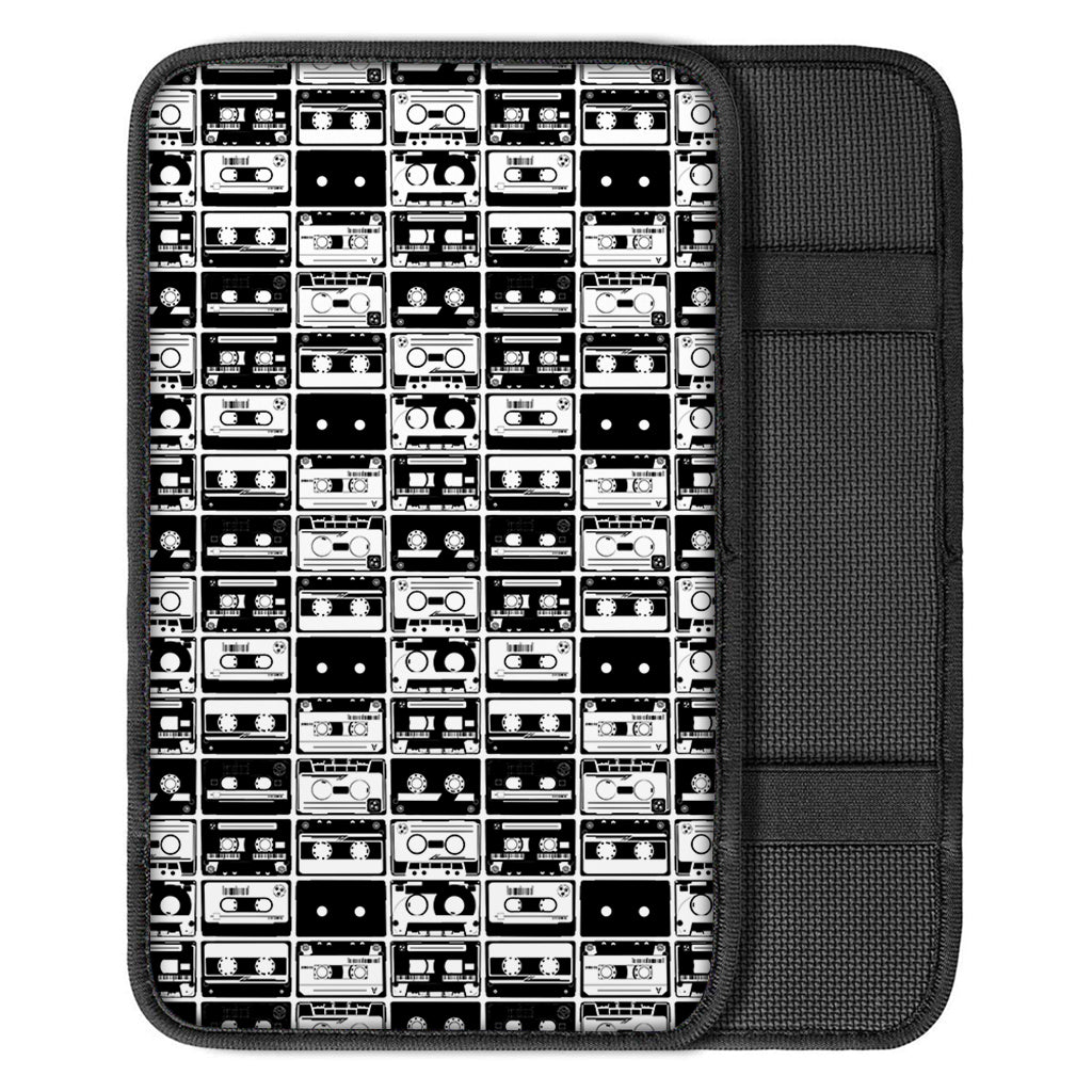 Black And White Cassette Tape Print Car Center Console Cover