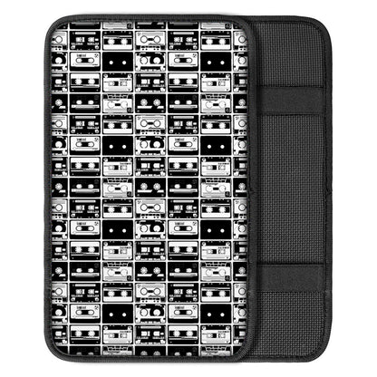 Black And White Cassette Tape Print Car Center Console Cover