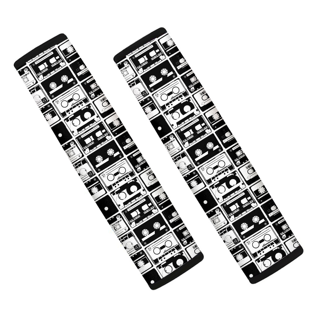 Black And White Cassette Tape Print Car Seat Belt Covers