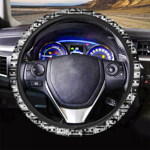 Black And White Cassette Tape Print Car Steering Wheel Cover