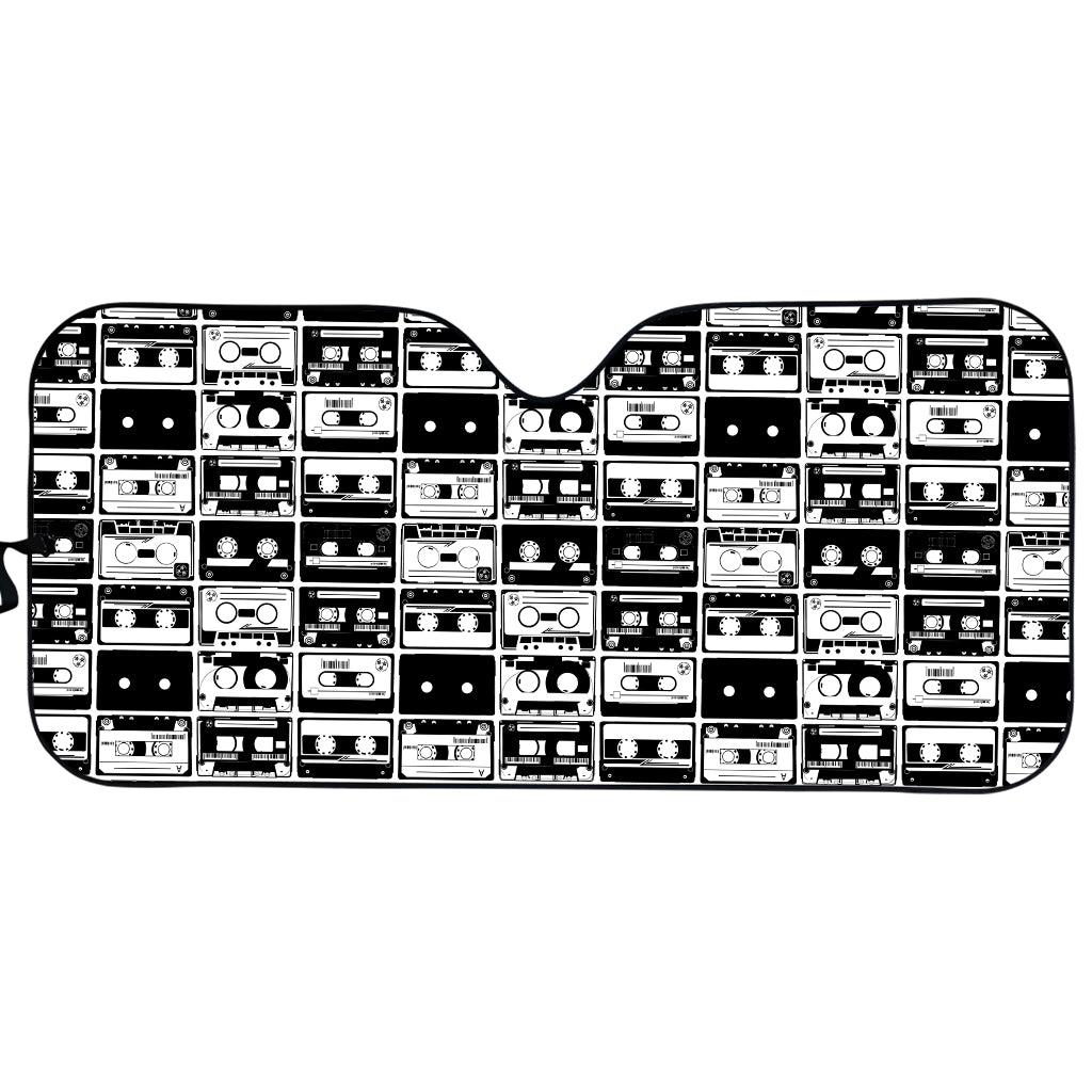 Black And White Cassette Tape Print Car Sun Shade