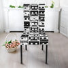 Black And White Cassette Tape Print Dining Chair Slipcover