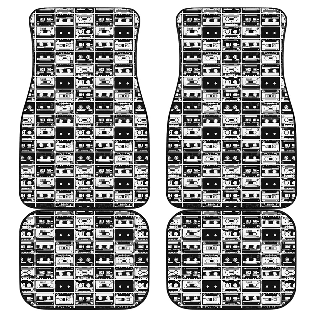 Black And White Cassette Tape Print Front and Back Car Floor Mats