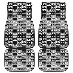 Black And White Cassette Tape Print Front and Back Car Floor Mats