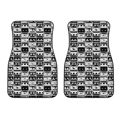 Black And White Cassette Tape Print Front Car Floor Mats
