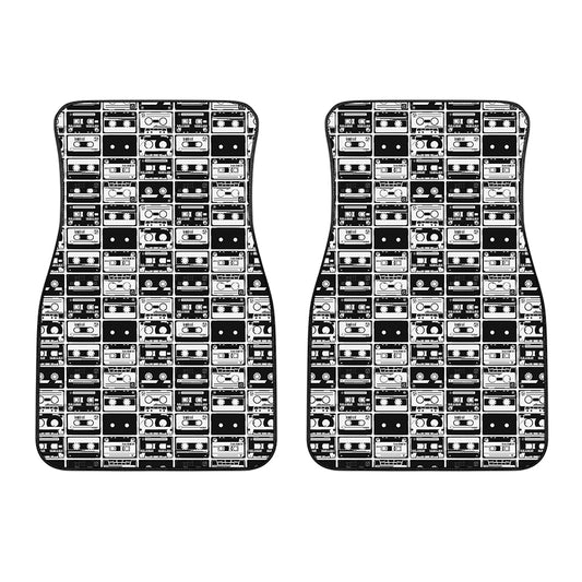 Black And White Cassette Tape Print Front Car Floor Mats