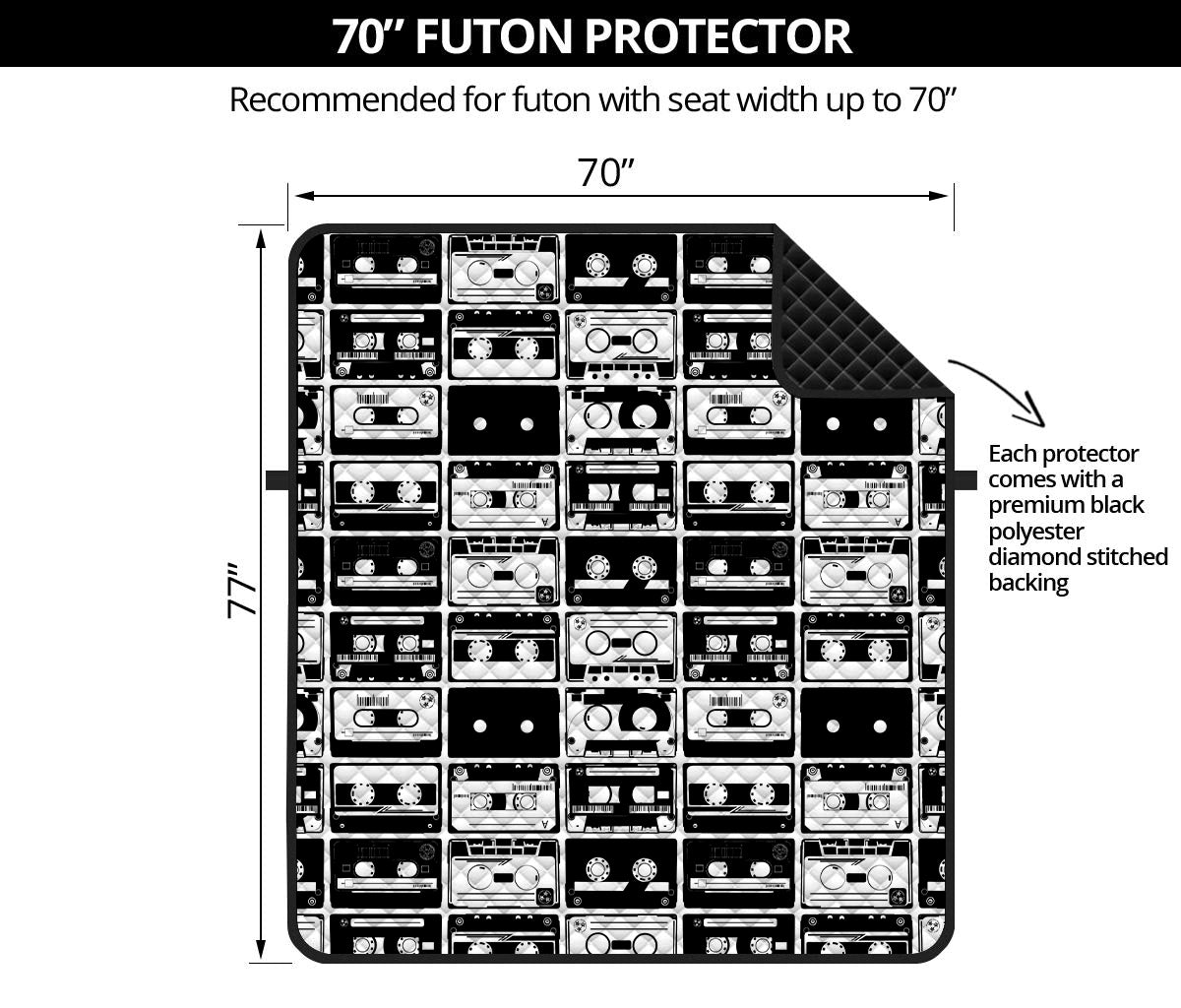 Black And White Cassette Tape Print Futon Protector