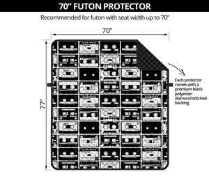 Black And White Cassette Tape Print Futon Protector