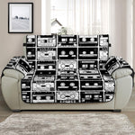 Black And White Cassette Tape Print Half Sofa Protector