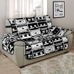 Black And White Cassette Tape Print Half Sofa Protector