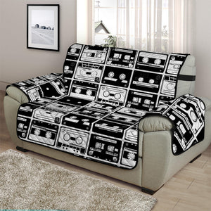 Black And White Cassette Tape Print Half Sofa Protector