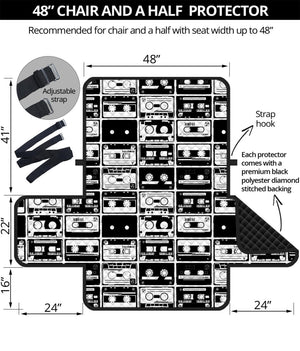 Black And White Cassette Tape Print Half Sofa Protector