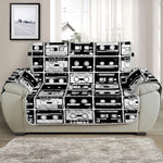 Black And White Cassette Tape Print Half Sofa Protector