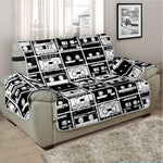 Black And White Cassette Tape Print Half Sofa Protector