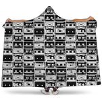 Black And White Cassette Tape Print Hooded Blanket