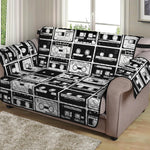 Black And White Cassette Tape Print Loveseat Protector