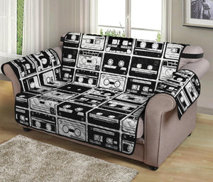 Black And White Cassette Tape Print Loveseat Protector