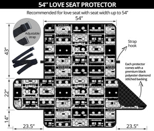 Black And White Cassette Tape Print Loveseat Protector