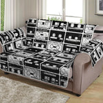 Black And White Cassette Tape Print Loveseat Protector