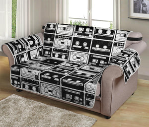 Black And White Cassette Tape Print Loveseat Protector