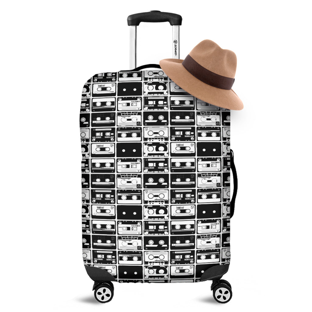 Black And White Cassette Tape Print Luggage Cover