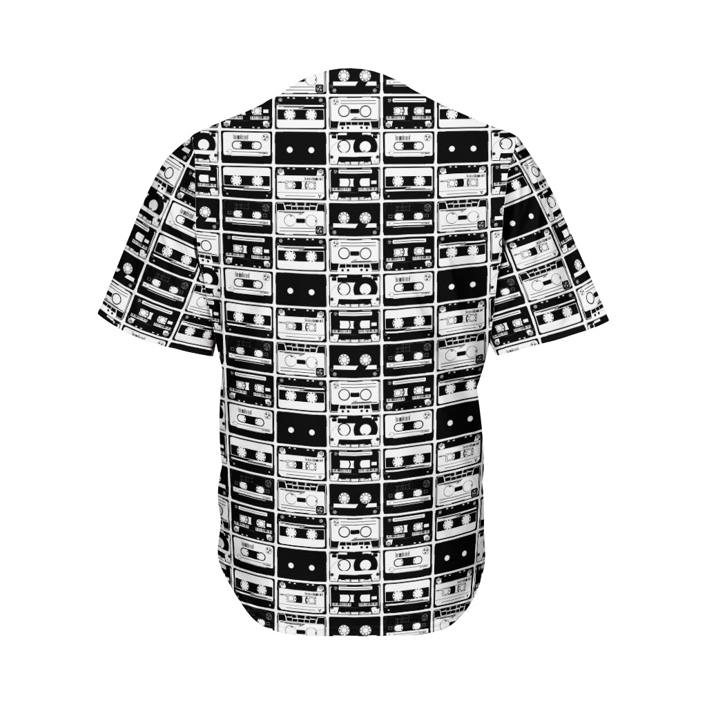 Black And White Cassette Tape Print Men's Baseball Jersey