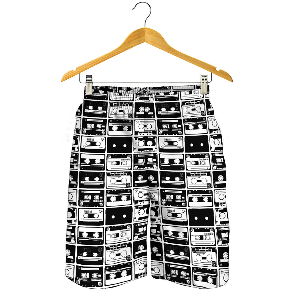 Black And White Cassette Tape Print Men's Shorts