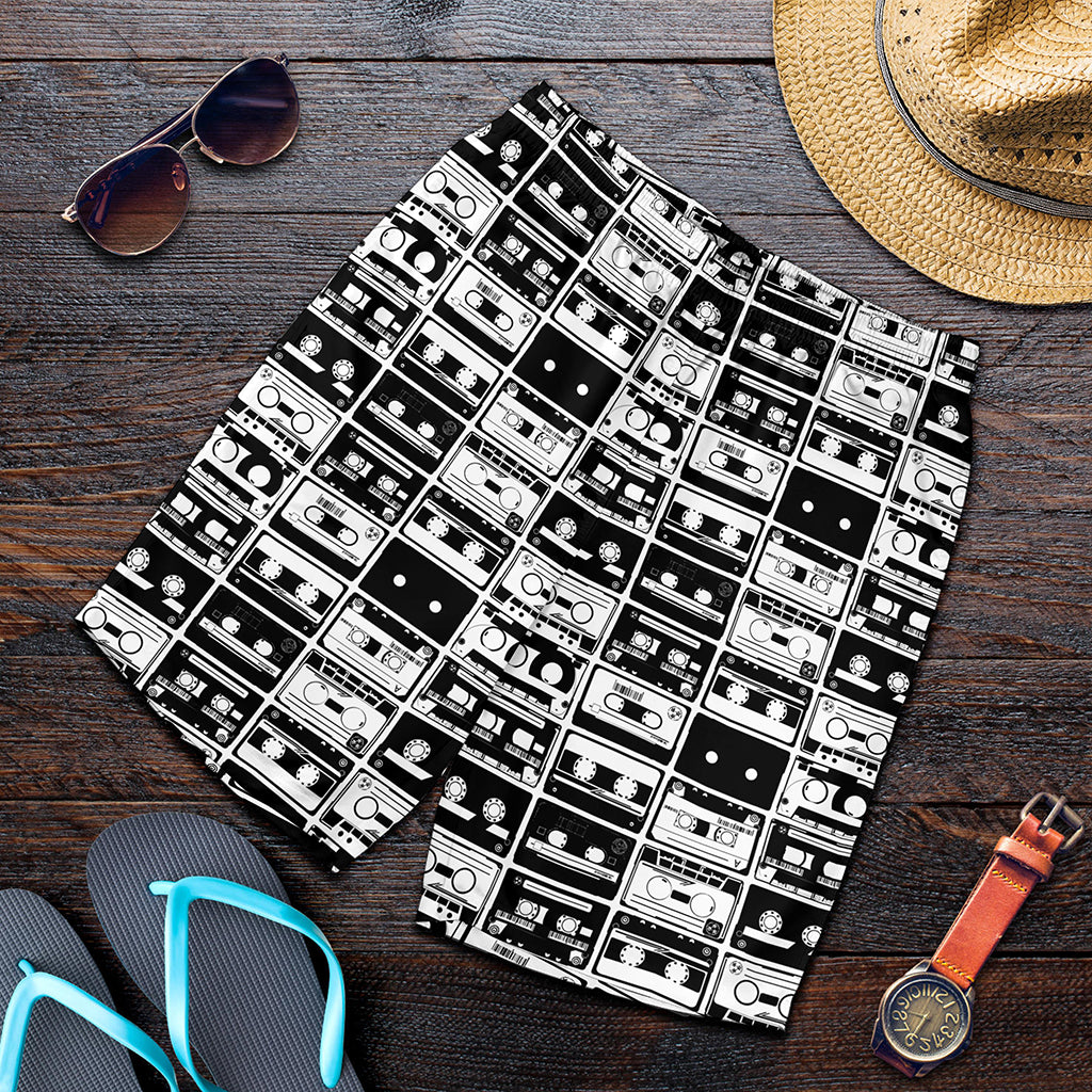 Black And White Cassette Tape Print Men's Shorts