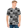 Black And White Cassette Tape Print Men's T-Shirt