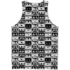 Black And White Cassette Tape Print Men's Tank Top