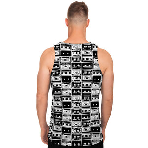 Black And White Cassette Tape Print Men's Tank Top