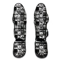 Black And White Cassette Tape Print Muay Thai Shin Guards