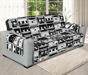 Black And White Cassette Tape Print Oversized Sofa Protector