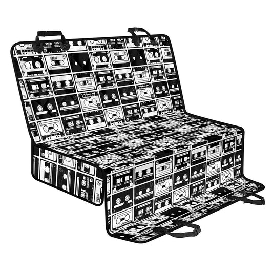 Black And White Cassette Tape Print Pet Car Back Seat Cover