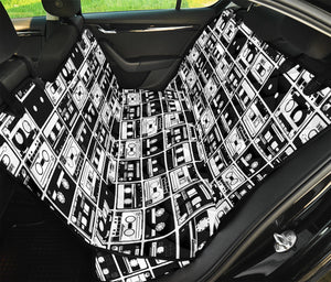 Black And White Cassette Tape Print Pet Car Back Seat Cover