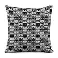 Black And White Cassette Tape Print Pillow Cover